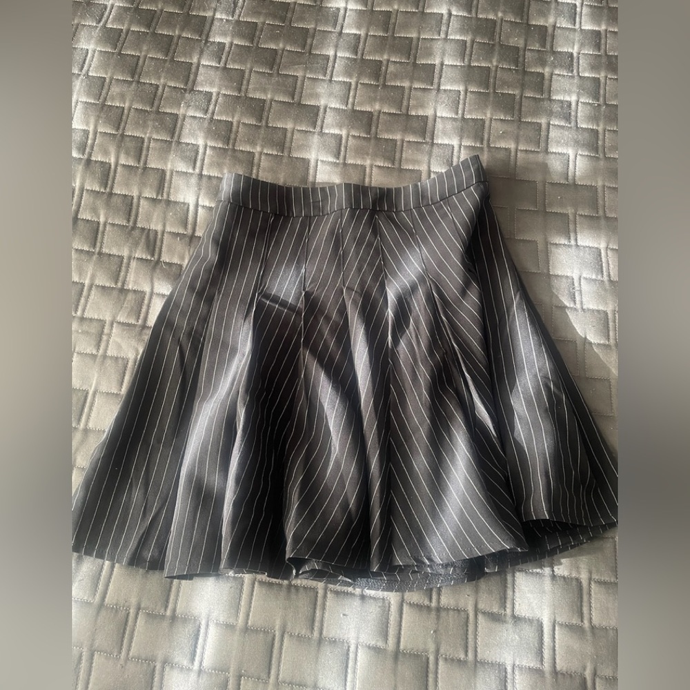 Pleated Skirt with Pin Stripes